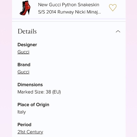 GUCCI NICKI MINAJ RARE Olympia Red Python Heels 38 - Picture 12 of 16